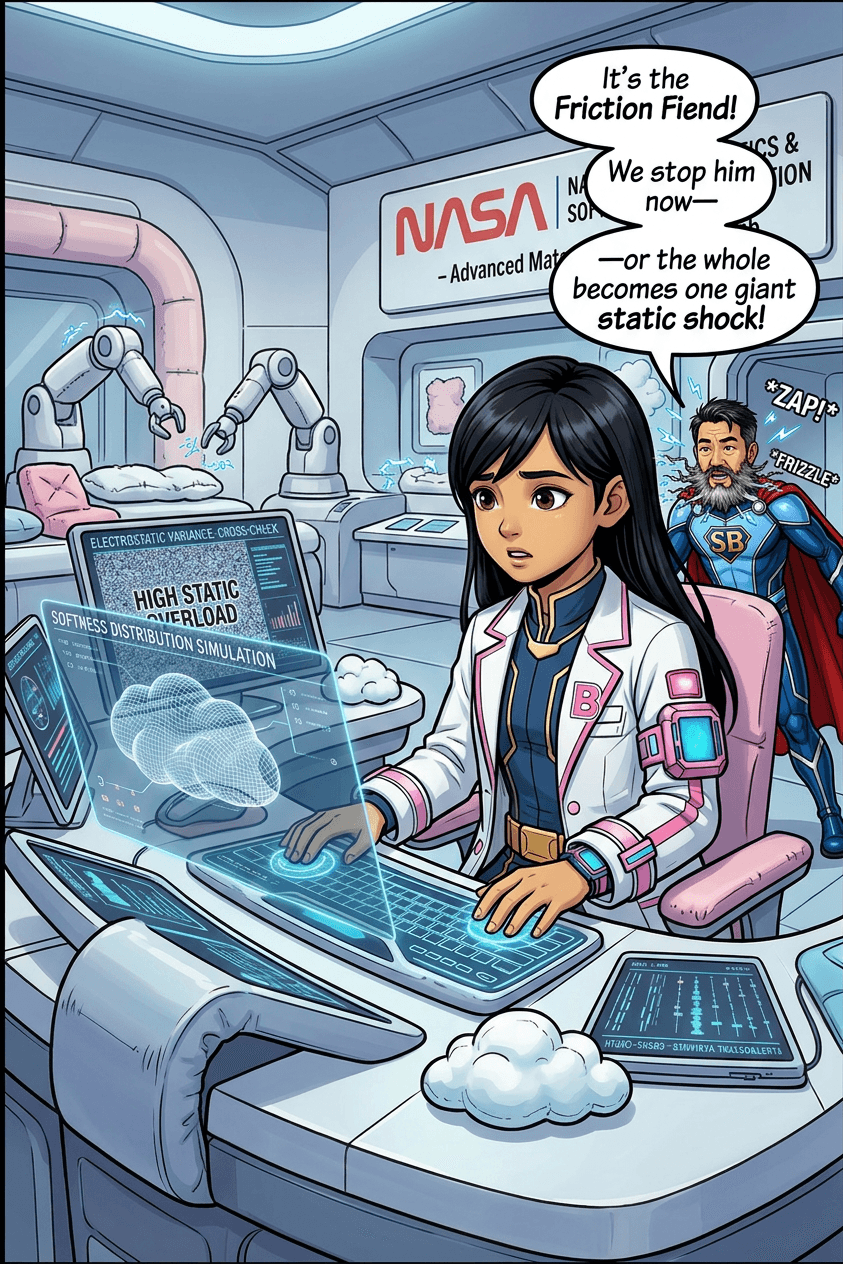 High static overload alert; Captain Soft Beard flies in through the lab window.
