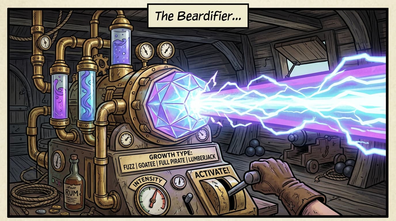 The Beardifier — the machine on the ship that emits the transformation beam.